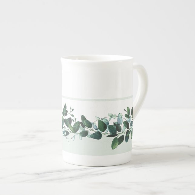 Belle Mug de Chine d'os botanique Bande d'Eucalypt (Devant droit)
