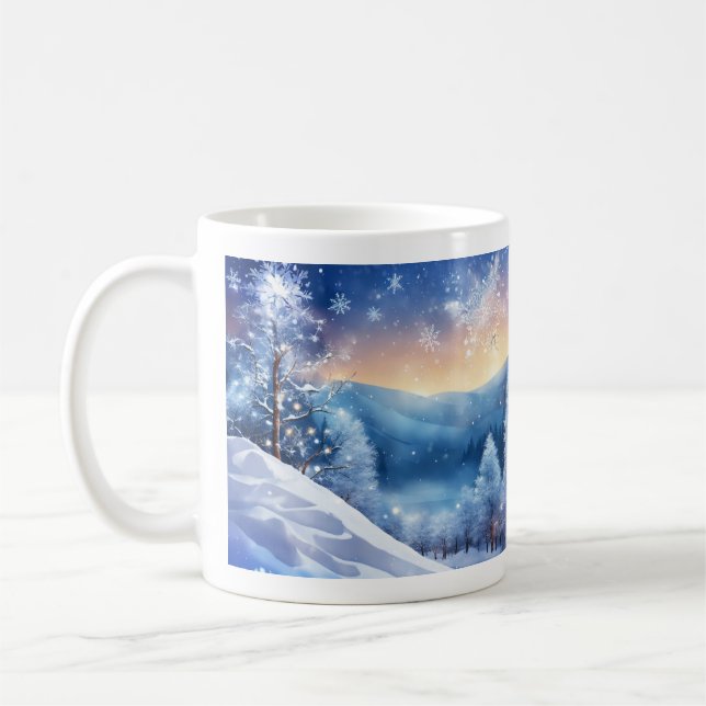 Belle Mug d'hiver Étincelante | Neige Pittoresque (Gauche)