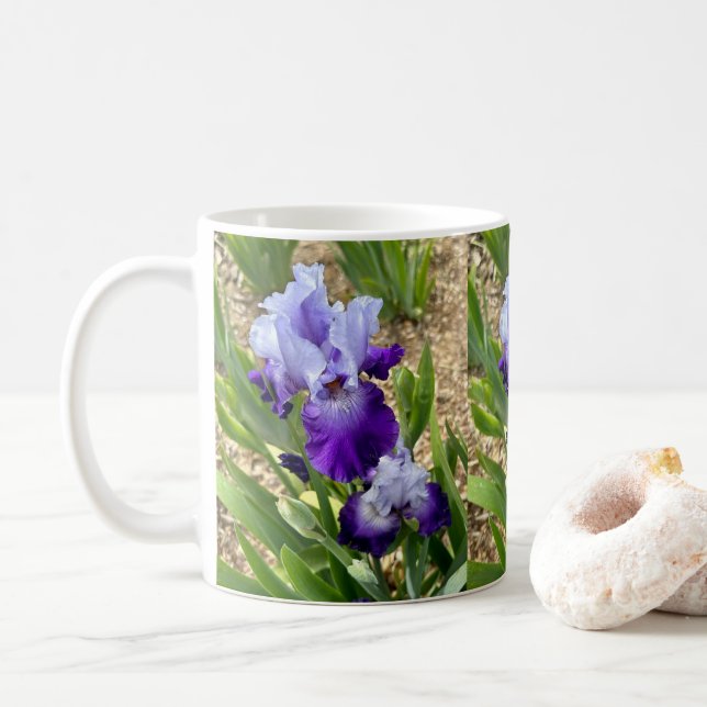 Belle Mug Florale Fleur Iris (Avec donut)