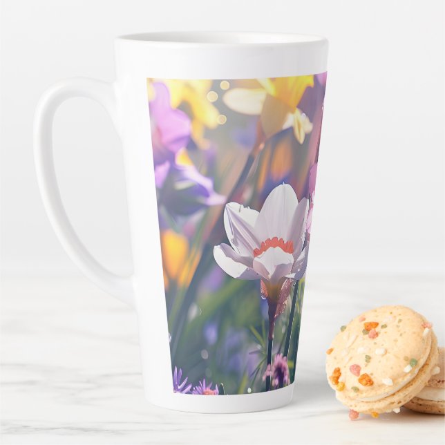 Belle Mug Latte Fleur Daffodil. (En situation)