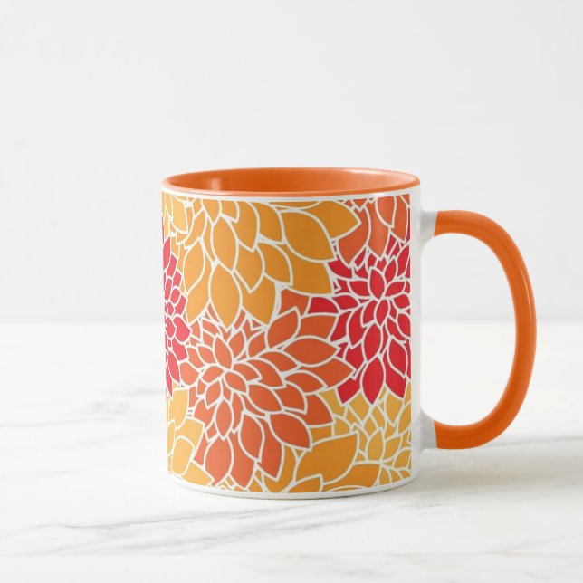 Belle Mug Orange et Rouge Floral (Droite)