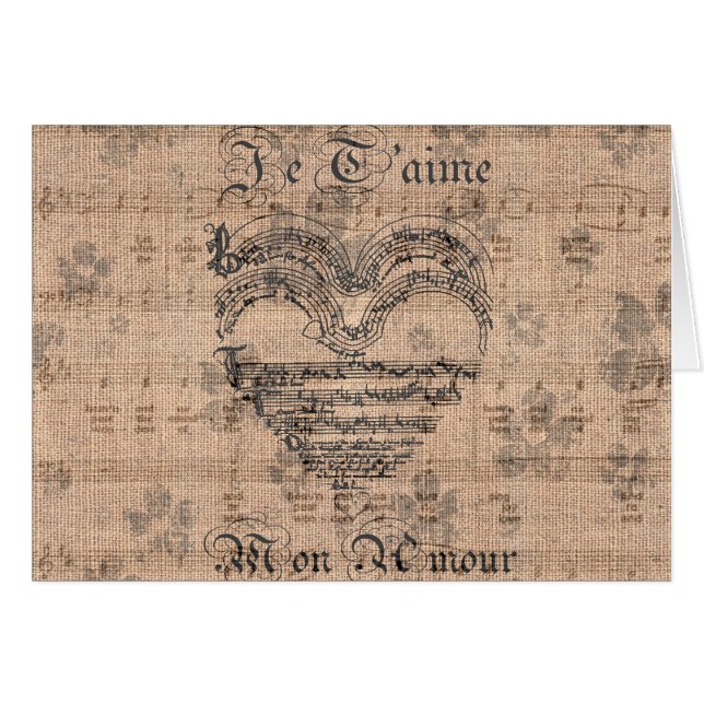 Belle musique ancienne notes coeur (Devant horizontal)