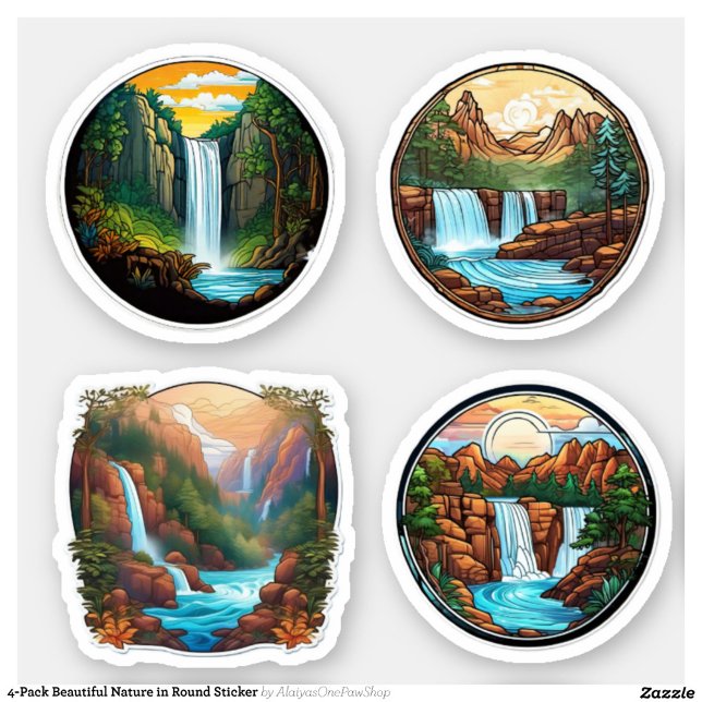 Belle nature à 4 paquets dans Sticker rond (Créateur téléchargé)