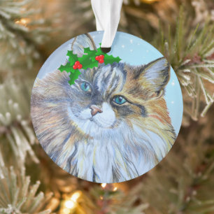 Belle Noël Forêt Norvégienne Chat Holly Ce
