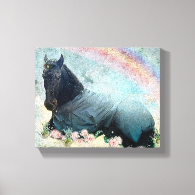 Belle Noire Cheval Friésien - Toile Enveloppée (Recto)