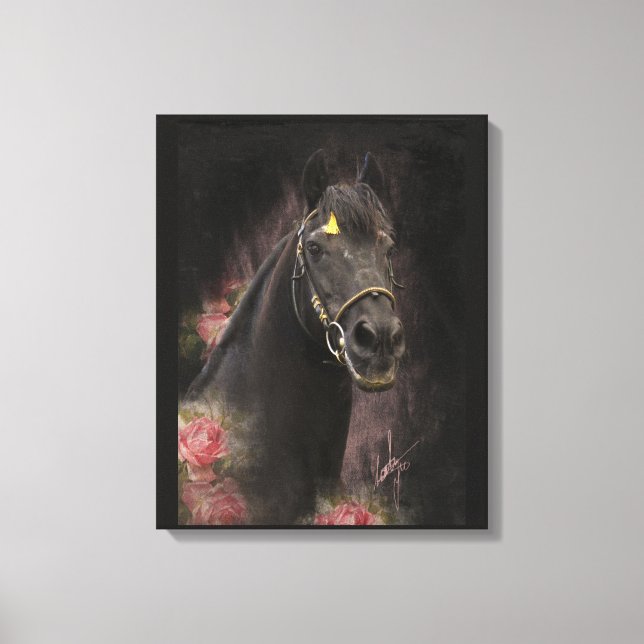 Belle Noire Cheval Friésien - Toile Enveloppée (Recto)