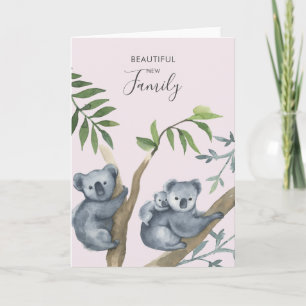 Belle nouvelle famille d'aquarelle carte Koala