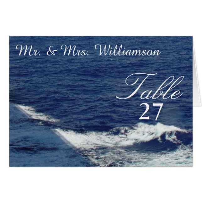 Belle Ocean Waves Mariage Table Cartes (Devant Horizontal)