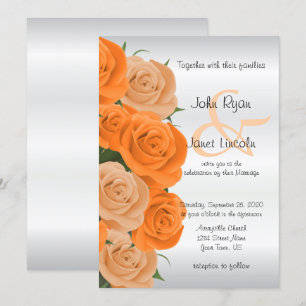 Belle Orange Rose Fleur mariage Invitations