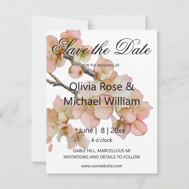 Belle orange rose floral SAVE THE DATE MARIAGE (Devant)