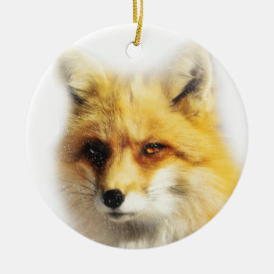 Belle Ornement de Renard et de Neige pour le Solst
