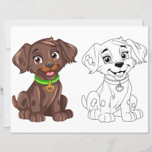 Belle page de coloriage de chien de dessin animé