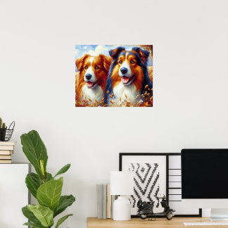 Belle paire d'or repiqueur chien décoration d'art