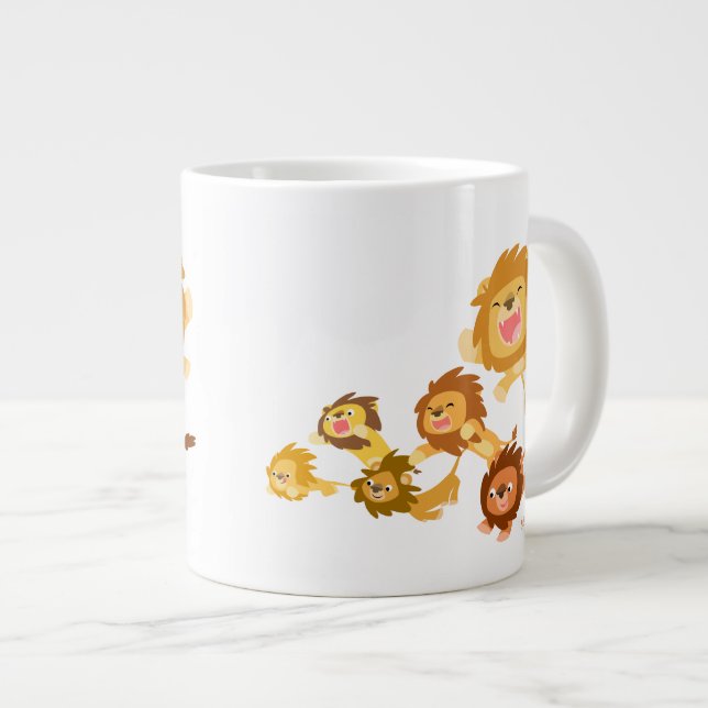 Belle Parade de Lions Caricature Jumbo Mug (Devant droit)