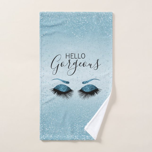 Belle Parties scintillant bleu Eyelash (Serviette à main)