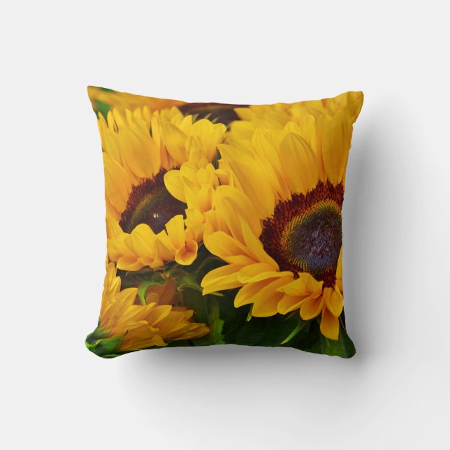 Belle peinture de tournesol d'été sur oreiller (Recto)