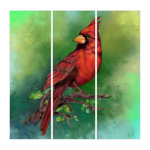 Belle peinture d'oiseaux du Cardinal rouge du Nord