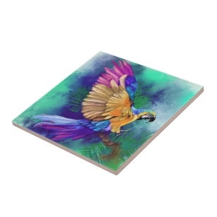 Belle peinture en carreaux de perroquet colorés