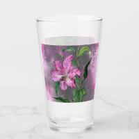 Belle peinture en verre violet rose Lily Fleurs