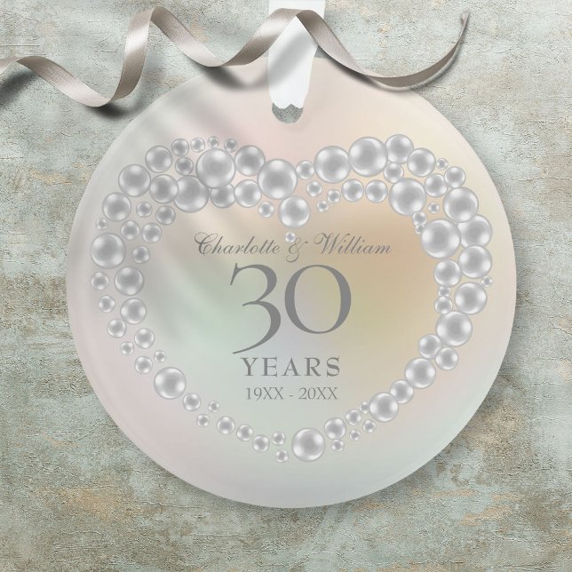Belle perle Photo d'anniversaire de mariage de 30  (Beautiful Pearl 30th Wedding Anniversary Photo Ornament)