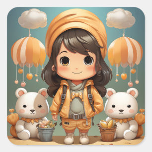 Belle petite fille autocollant