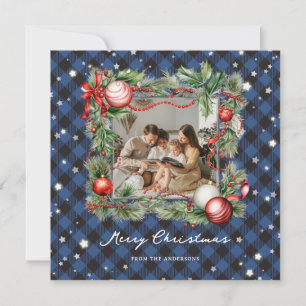 Belle photo bleue Plaid Joyeuse carte de Noël