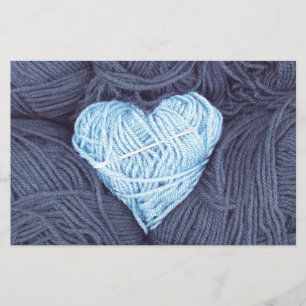 Belle photo de coeur de laine bleue
