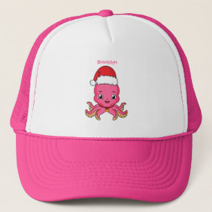 Belle pieuvre joyeuse en casquette de Noël