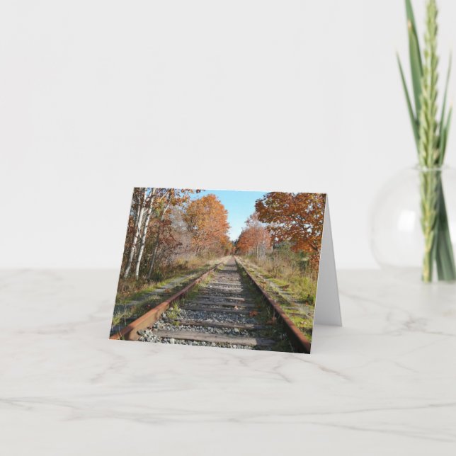 Belle piste de train d'automne carte blanche (Devant)