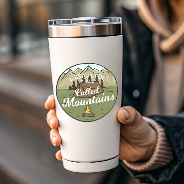 Belle Place Mountain Camping | Sticker Die-Cut (A Beautiful Place Called Mountains Sticker)