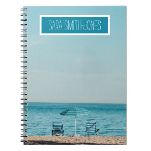 Belle Plage Bleue Chaises Ajouter Votre Nom Carnet
