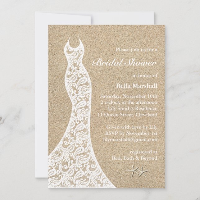 Belle Plage Bridal Shower Invitation Blanc (Devant)