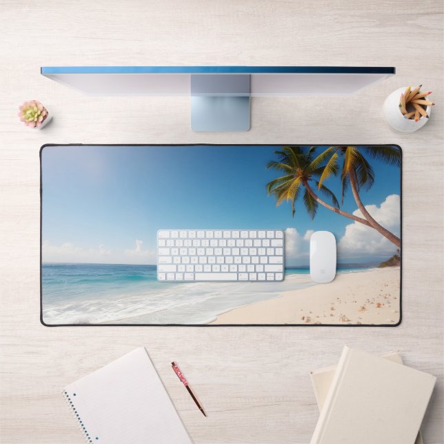 Belle plage Ocean Beach Palm Tree Desk Mat (Bureau 1)