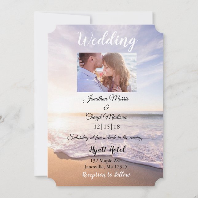 Belle plage Photo invitations de mariage (Devant)