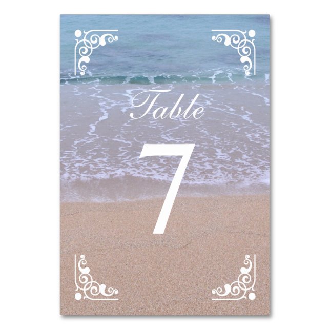 Belle Plage Thématique Numéros De Table Deux côtés (Par défaut)
