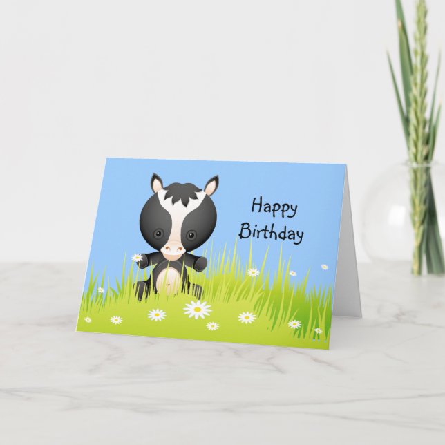Belle Poney d'anniversaire dans la carte de campag (Devant)