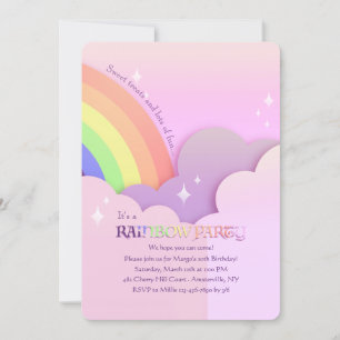 Belle Rainbow Anniversaire Fête Invitation