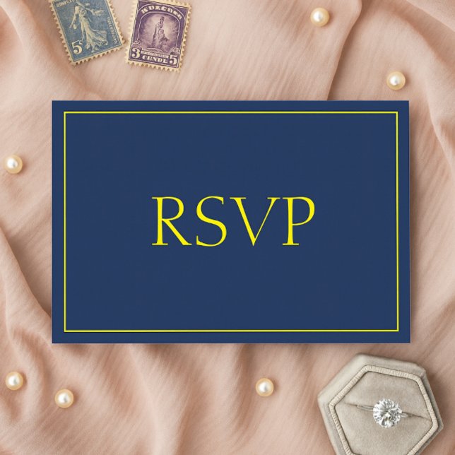 Belle réponse bleue et or RSVP (Créateur téléchargé)