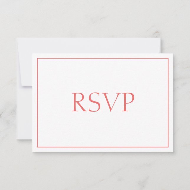 Belle réponse corail et blanc RSVP (Devant)