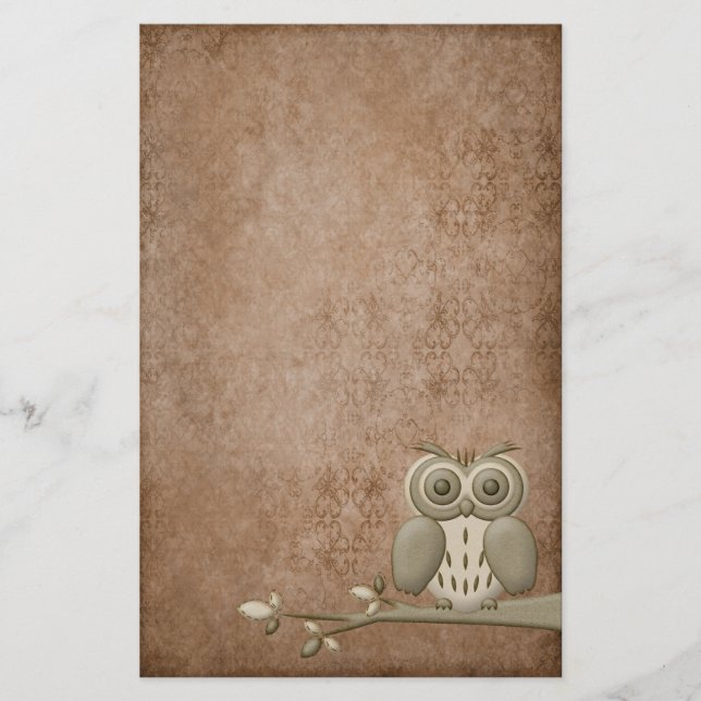 Belle rétro papeterie vintage de hibou (Devant)