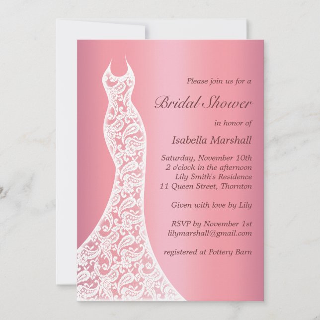 Belle Rose Gold Bridal Shower Invitation (Devant)