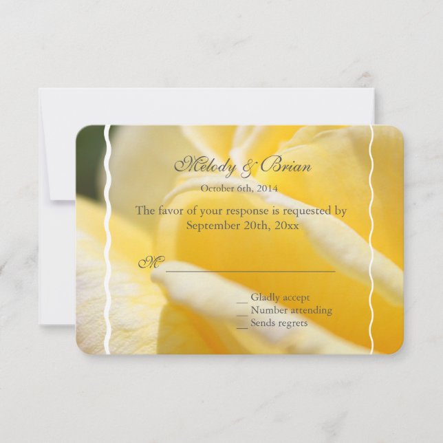 belle rose jaune fleurs photo mariage RSVP (Devant)