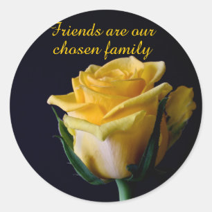 Belle Rose Jaune sur Autocollant d'Ami Noir