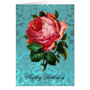 BELLE ROSE ROSE AQUA BLEU DAMASK Anniversaire