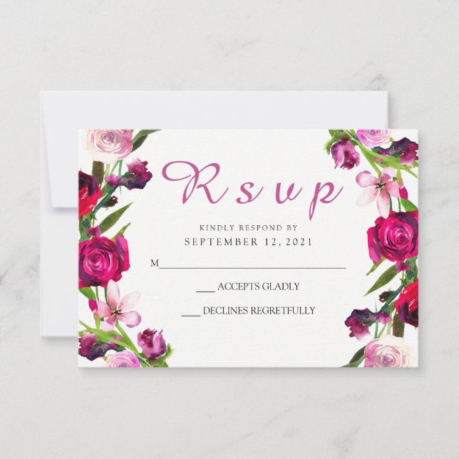 Belle rose rose mariage Invitation RSVP (Devant)