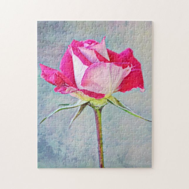 Belle rose rose poitrine Artsy Flower Puzzle (Vertical)