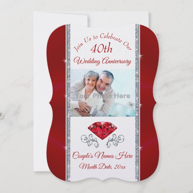 Belle Ruby 40e anniversaire Mariage Invitations (Devant)