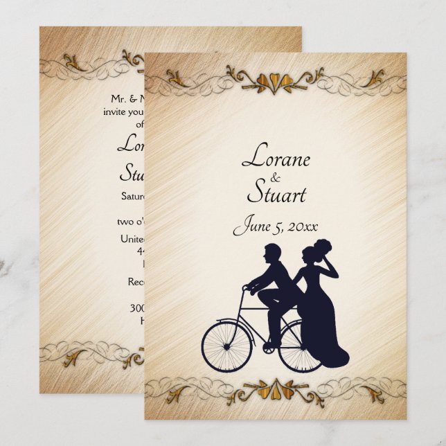 Belle Rustique Bicyclette Mariage thème Invitation (Devant / Derrière)
