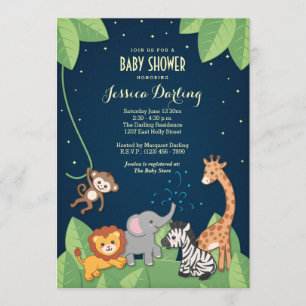 Belle Safari Animaux Bébé Douche Invitations