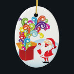 Belle Santa Claus Et Boîte Cadeau Ornement de Noël<br><div class="desc">Mignons Père Noël Et Boîte Cadeau Décor De Noël.</div>